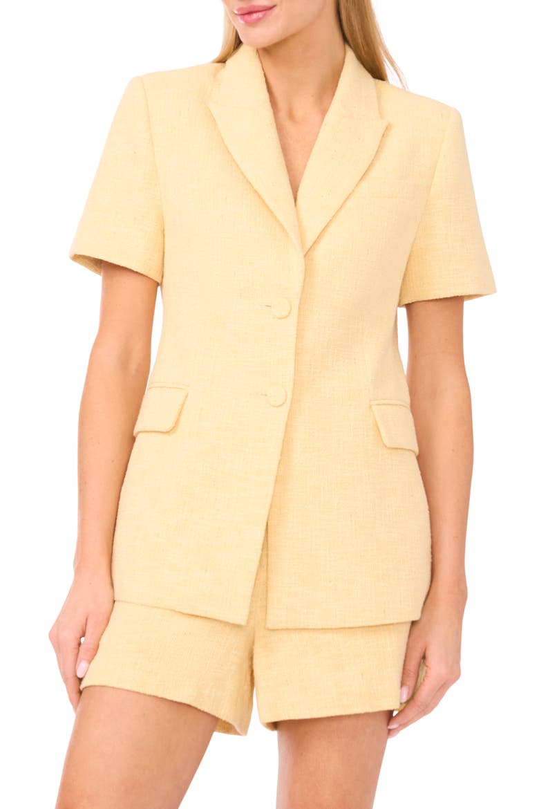 Eugenia Short Sleeve Cotton Blend Tweed Jacket, Main, color, CREAMED CORN
