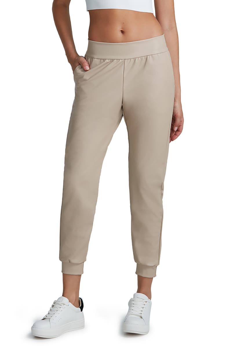 Commando Faux Leather Jogger Pants, Main, color, Sand