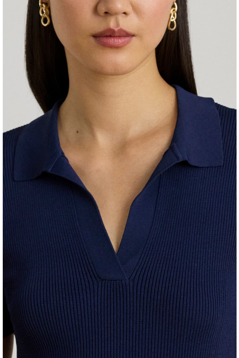 Rib Knit Polo Sweater, Alternate, color, REFINED NAVY BLUE