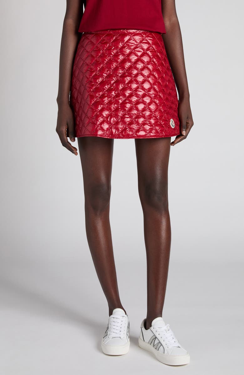 Moncler Quilted Miniskirt, Main, color, Red Auburn