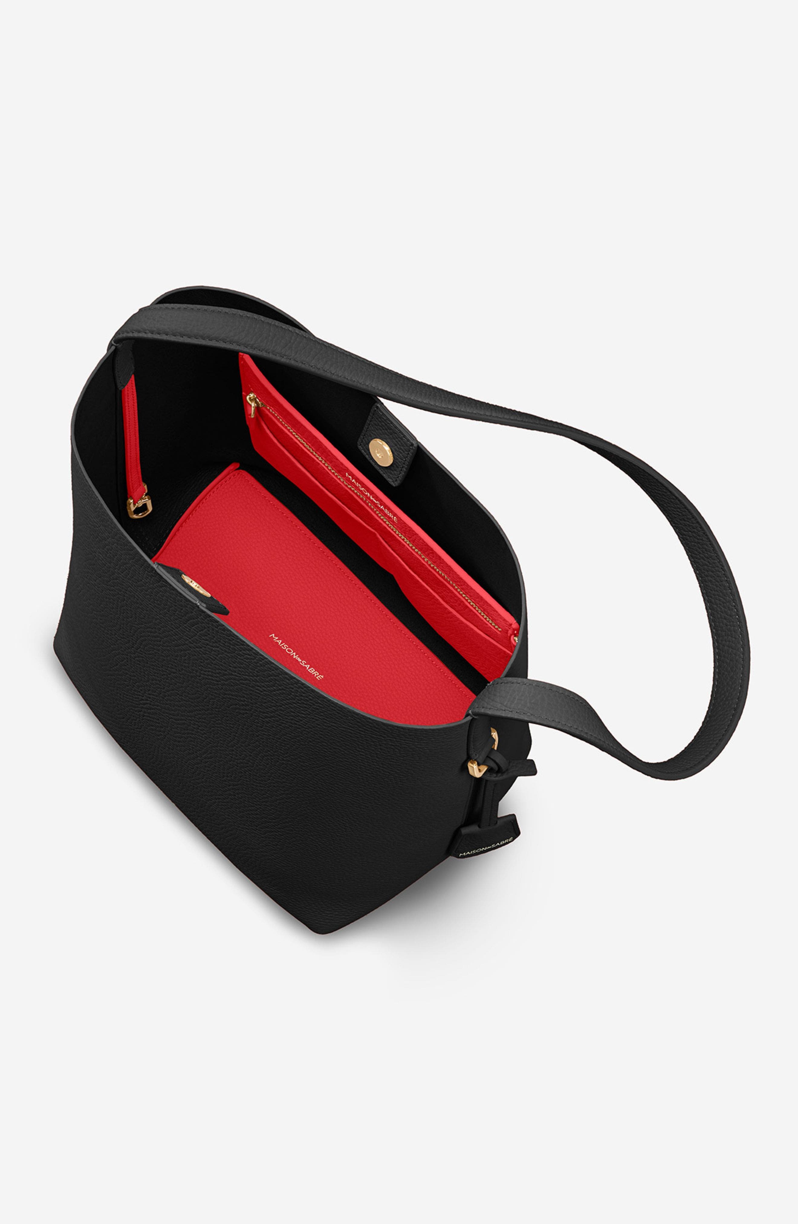 MAISON de SABRÉ Leather Bucket Soft Tote, Alternate, color, Rouge Noir