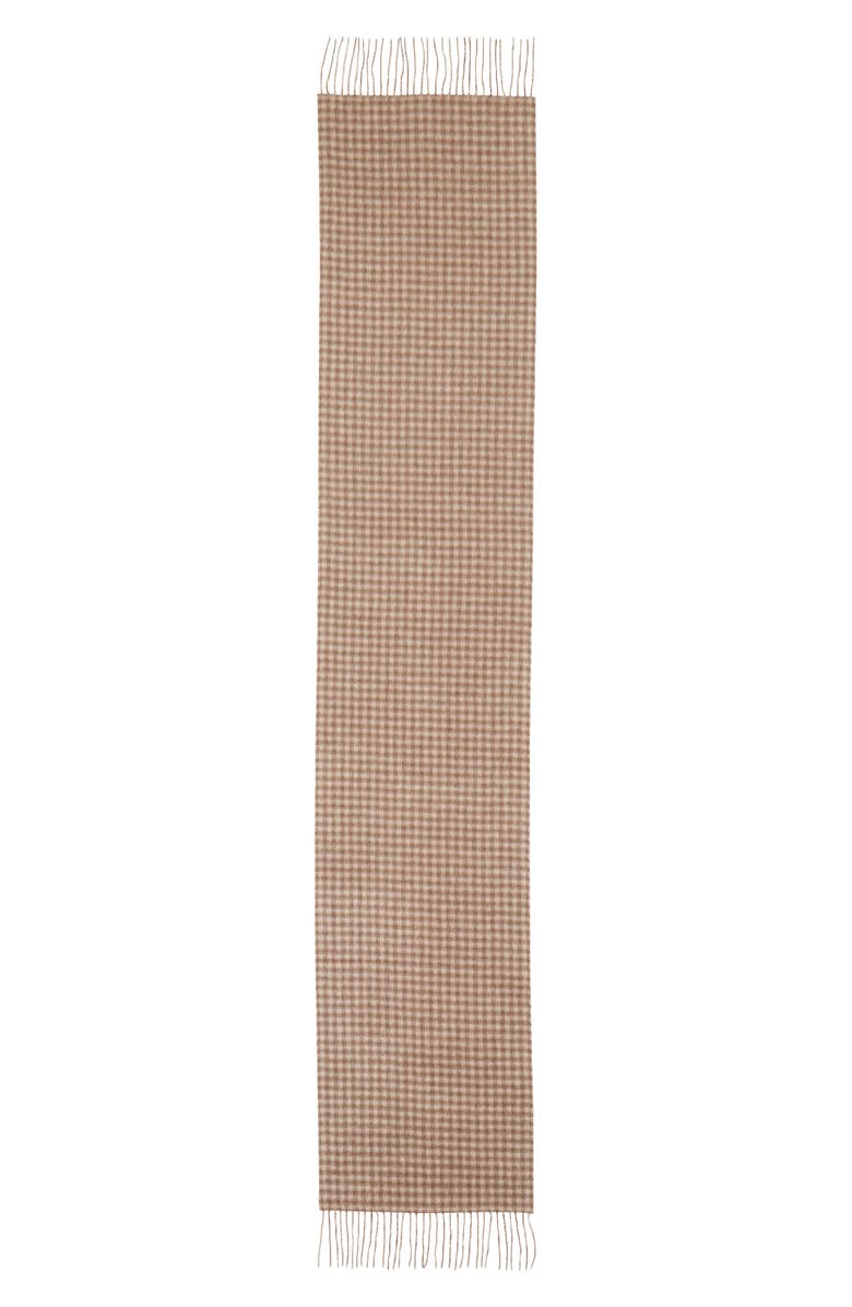 Andrew Stewart Gingham Plaid Cashmere Scarf, Alternate, color, Beige
