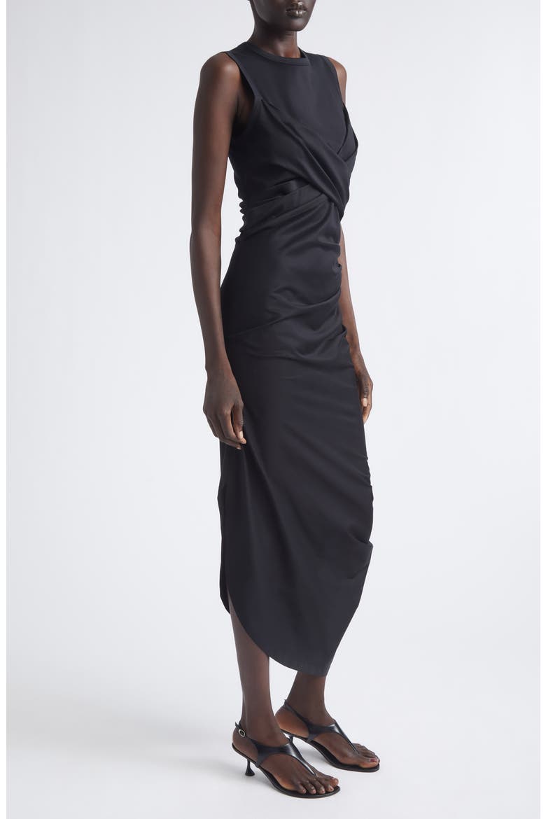 Zafira Mercerized Cotton Jersey Midi Dress, Alternate, color, BLACK