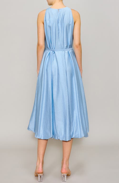 Melloday Bubble Hem Trapeze Midi Dress In Icy Blue