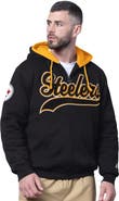 STARTER Men's Starter Black Pittsburgh Steelers Big Shot Full-Zip Double Hoodie