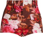 Zimmermann Kindred Spirit Luna Floral High Waist Cotton Drill Shorts