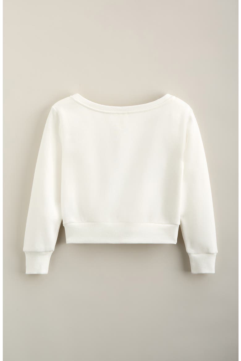 Kids' Wide Neck Graphic Sweatshirt, Alternate, color, IVORY EGRET SWEET