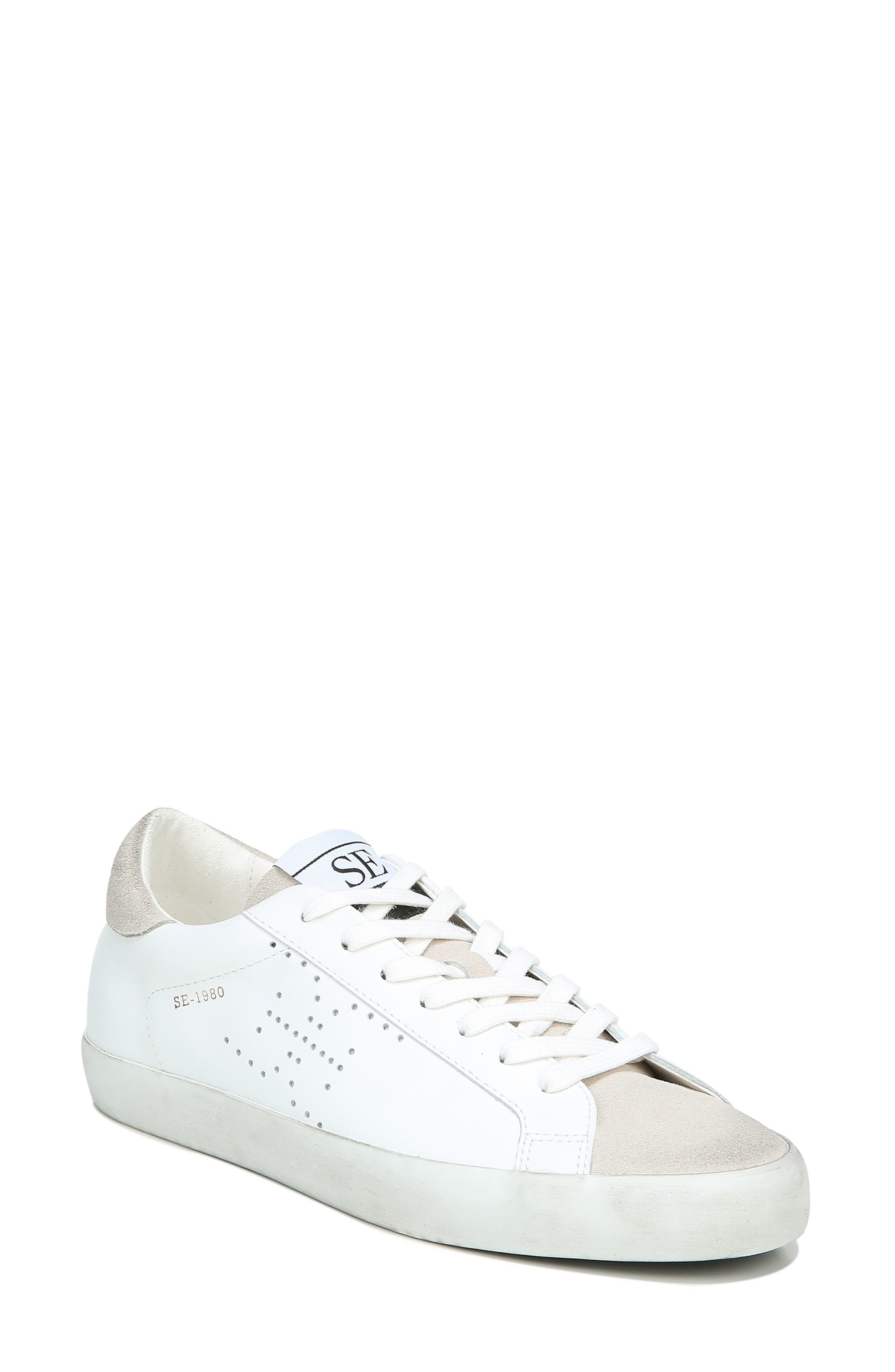 Aubrie Sneaker, Main, color, BRIGHT WHITE/ GREIGE LEATHER