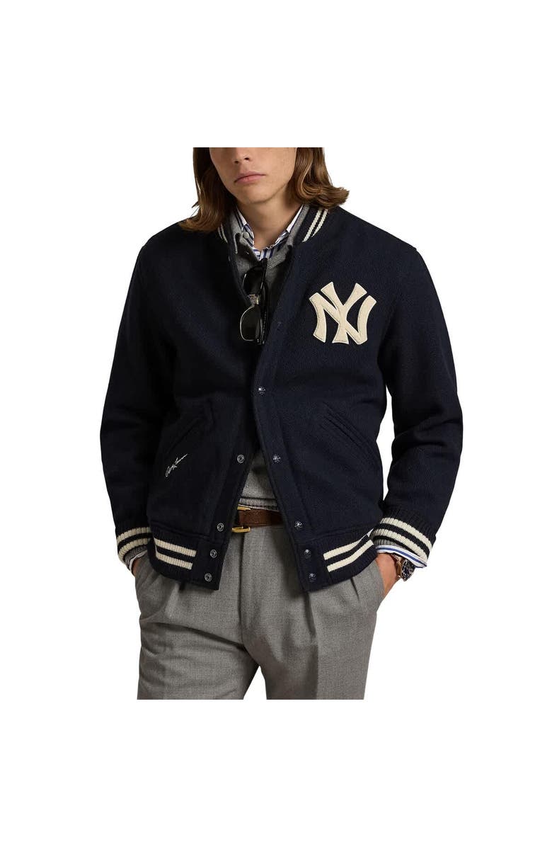 Polo Ralph Lauren Men's Polo Ralph Lauren Navy New York Yankees Lined Full-Snap Bomber Jacket, Alternate, color,