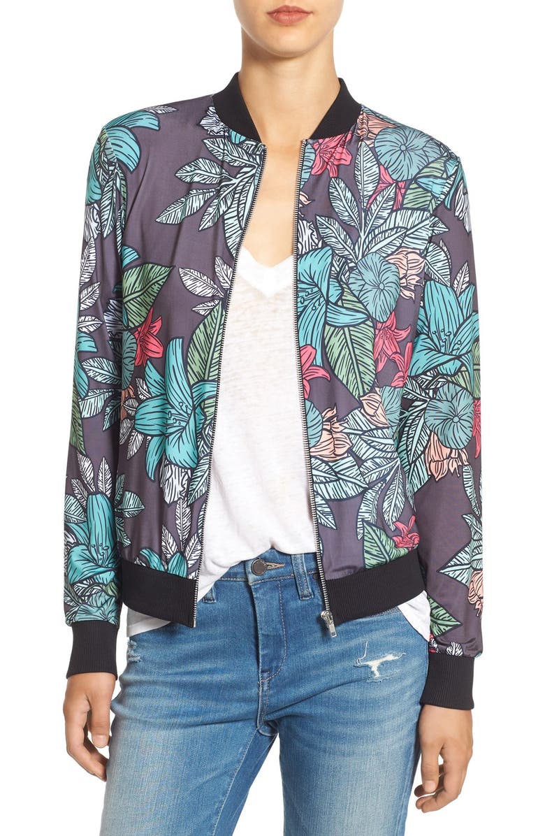 Missguided Floral Print Bomber Jacket, Main, color,