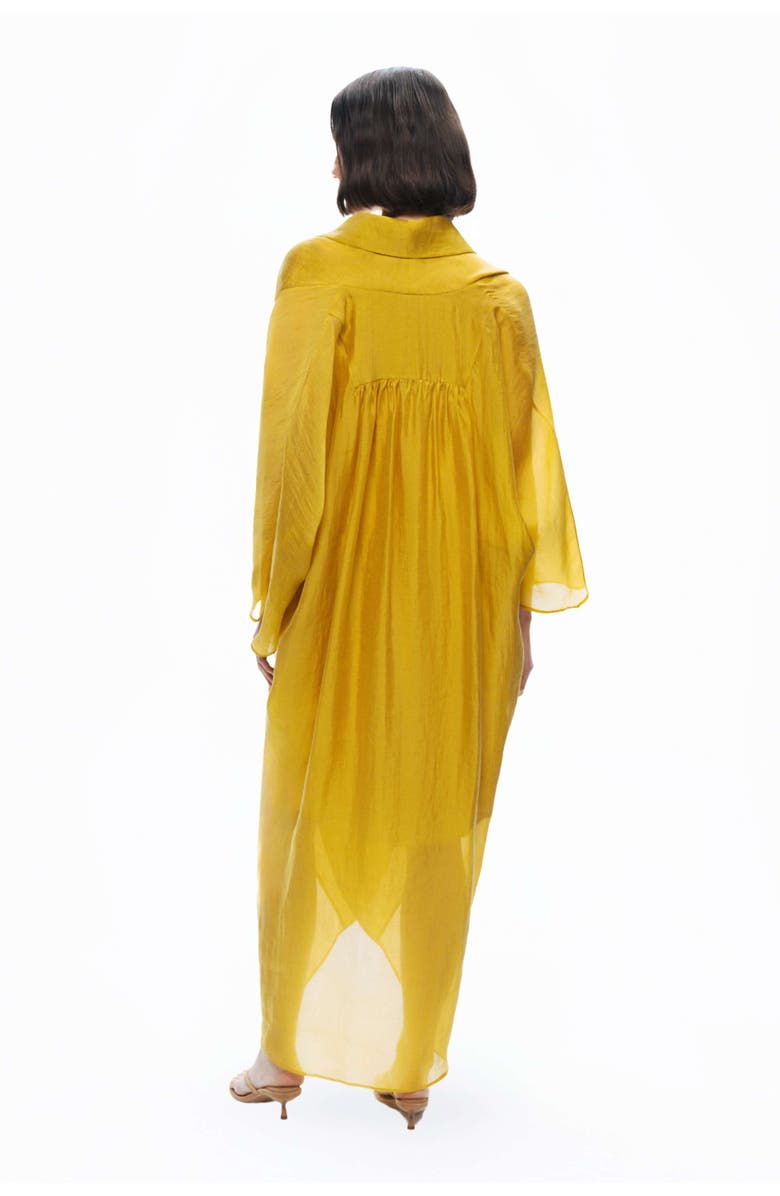 Nocturne Yellow Draped Silk Blend Oversized Midi Dress, Alternate, color, 