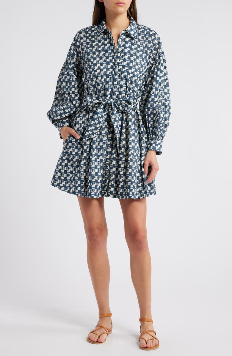 Cleobella Collette Long Sleeve Organic Cotton Mini Shirtdress, Main, color,