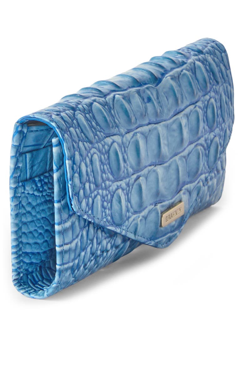 Veronica Croc Embossed Leather Wallet, Alternate, color, AURA BLUE