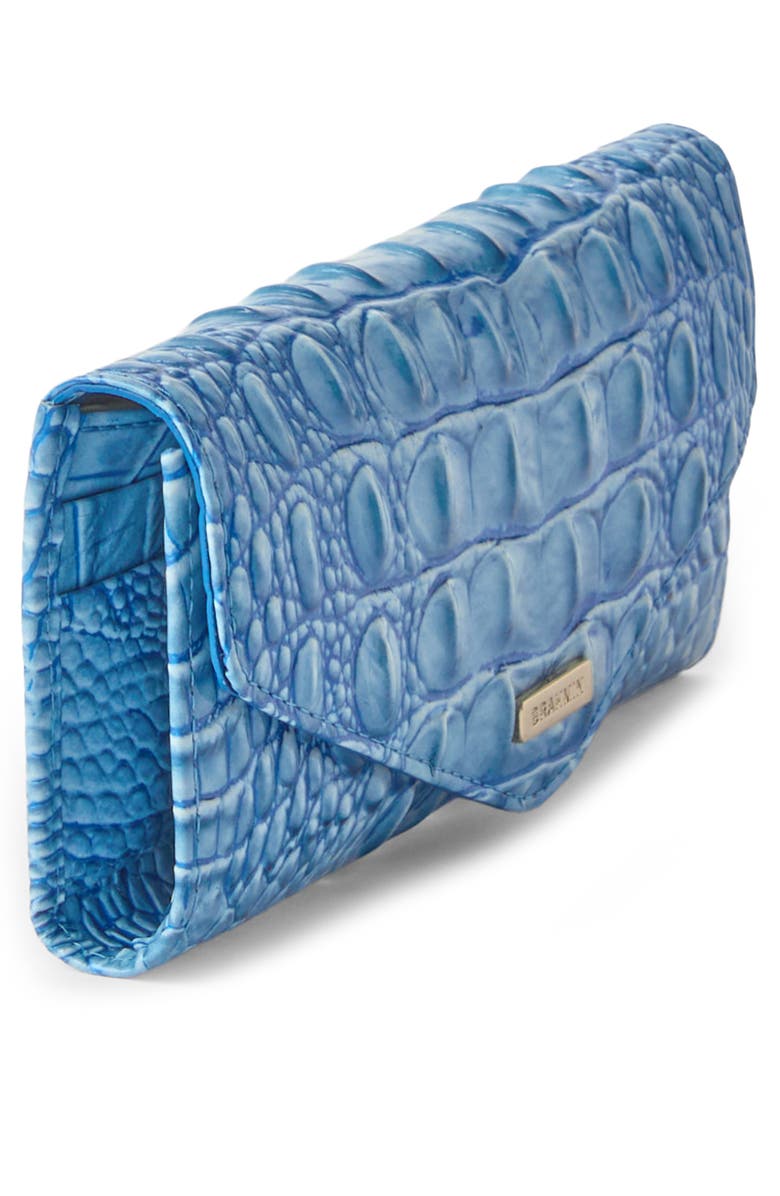 Brahmin Veronica Croc Embossed Leather Wallet, Alternate, color, Aura Blue