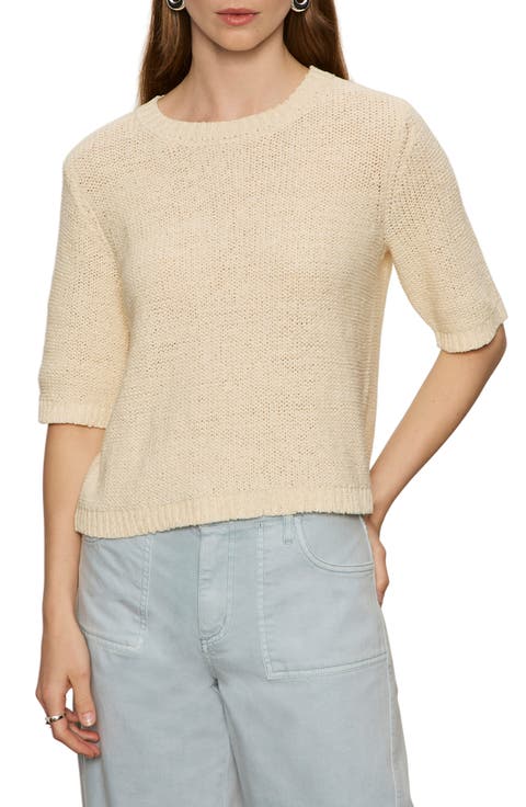 Tape Yarn Open Stitch Cotton Blend Sweater