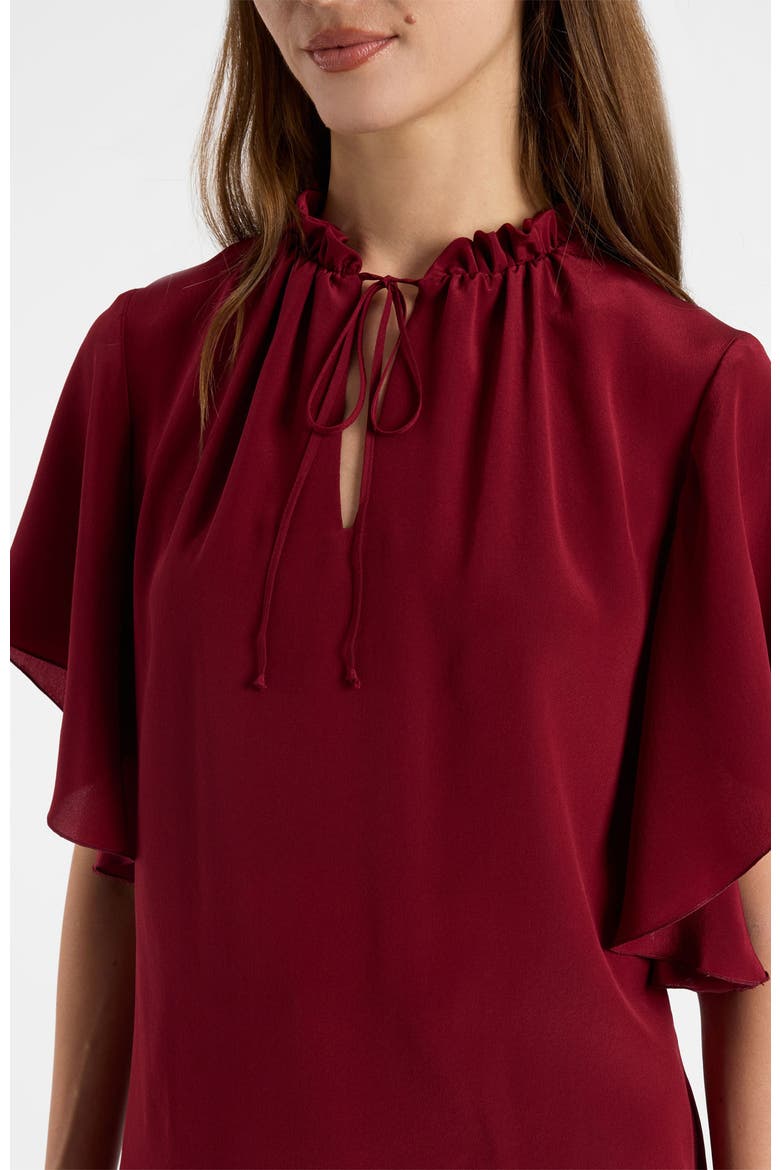 Guita Flutter Sleeve Silk Blouse, Alternate, color, Chili Pepper