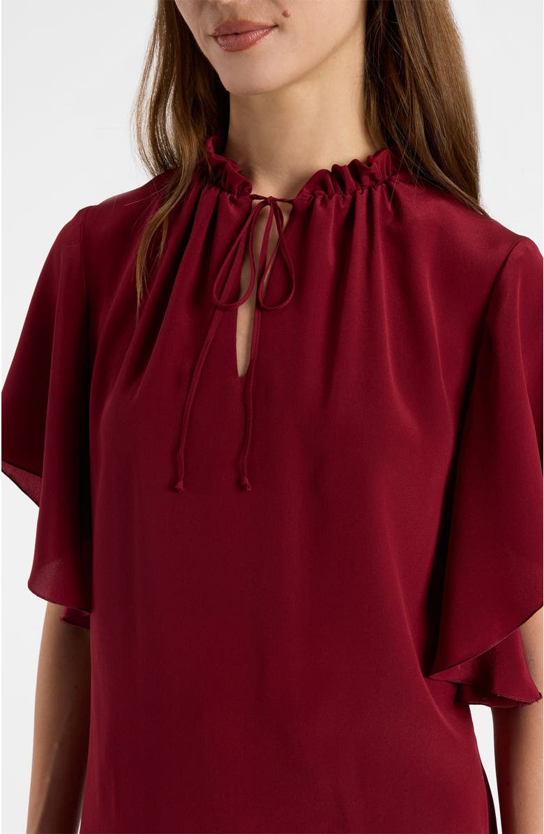 Santorelli Guita Flutter Sleeve Silk Blouse, Alternate, color, Chili Pepper