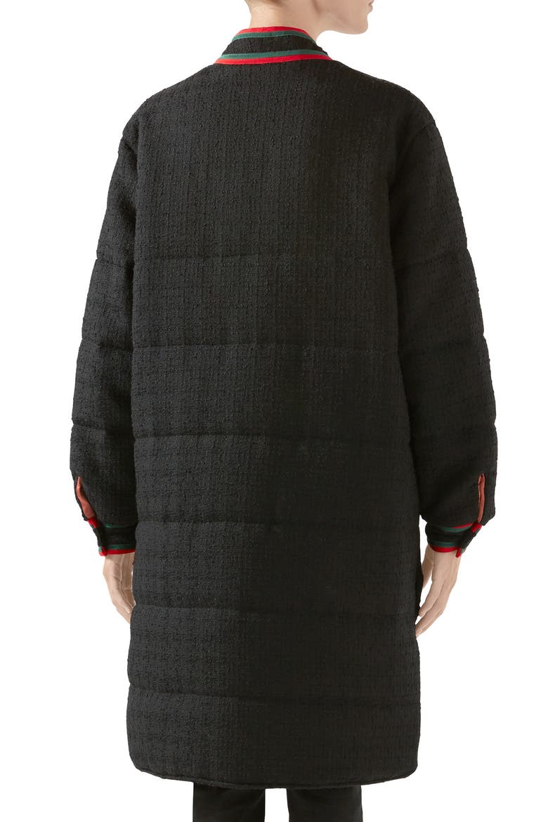 Padded Wool Blend Tweed Jacket, Alternate, color, BLACK/ MIX