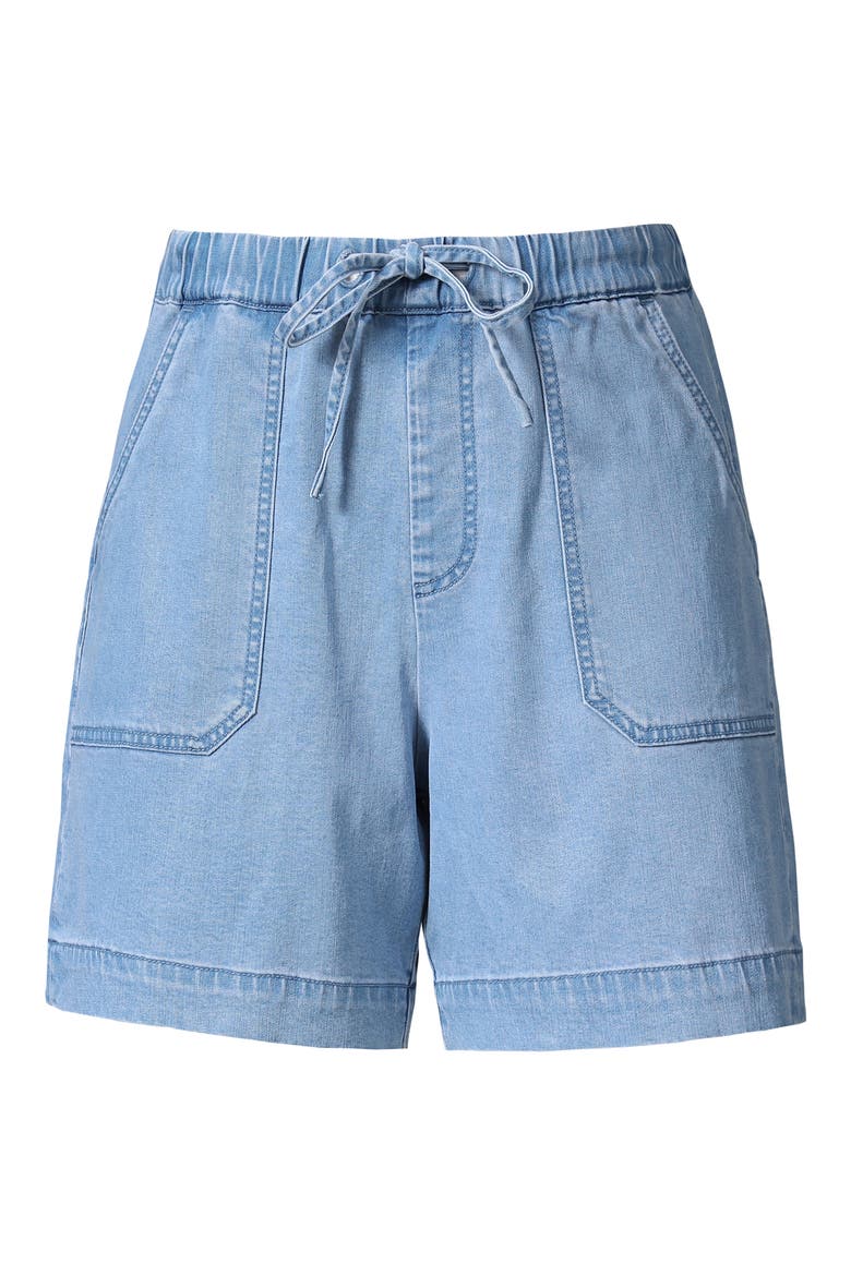 High Waist Drawstring Denim Shorts, Alternate, color, LIGHT BLUE