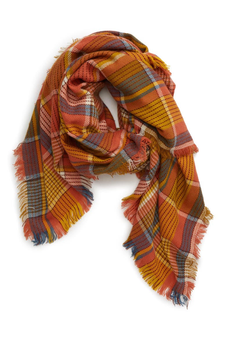 Multi Plaid Blanket Scarf (Nordstrom Exclusive), Alternate, color, SWEET DAHLIA MULTI