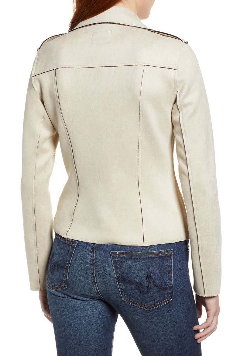 Haddie Faux Suede Moto Jacket, Alternate, color, IRISH CREAM