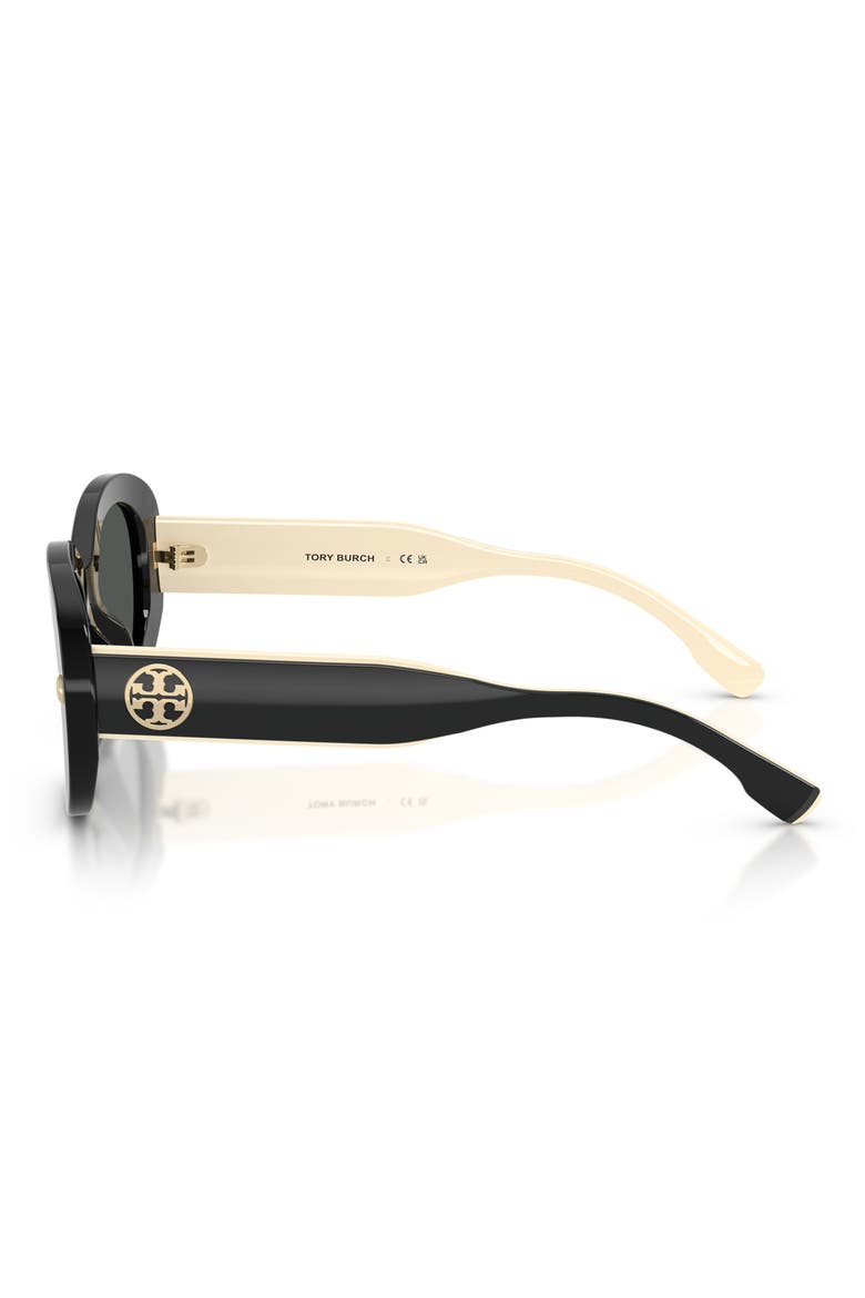52mm Oval Sunglasses, Alternate, color, BLACK / DARK GREY