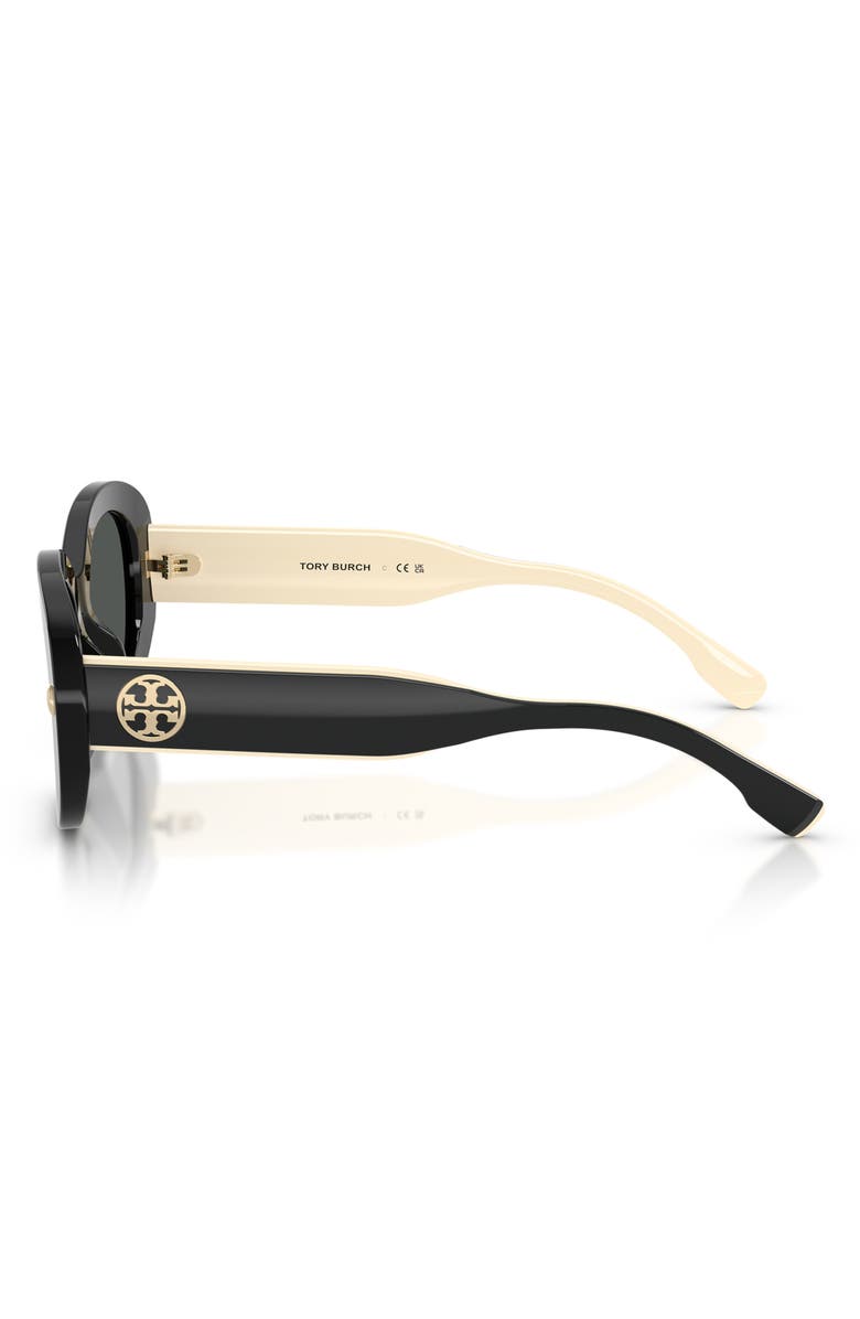 Tory Burch 52mm Oval Sunglasses, Alternate, color, Black / Dark Grey