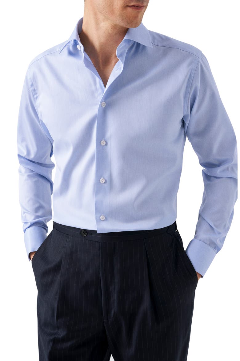 Slim Fit Cotton Twill Dress Shirt, Main, color, LIGHT PASTEL BLUE