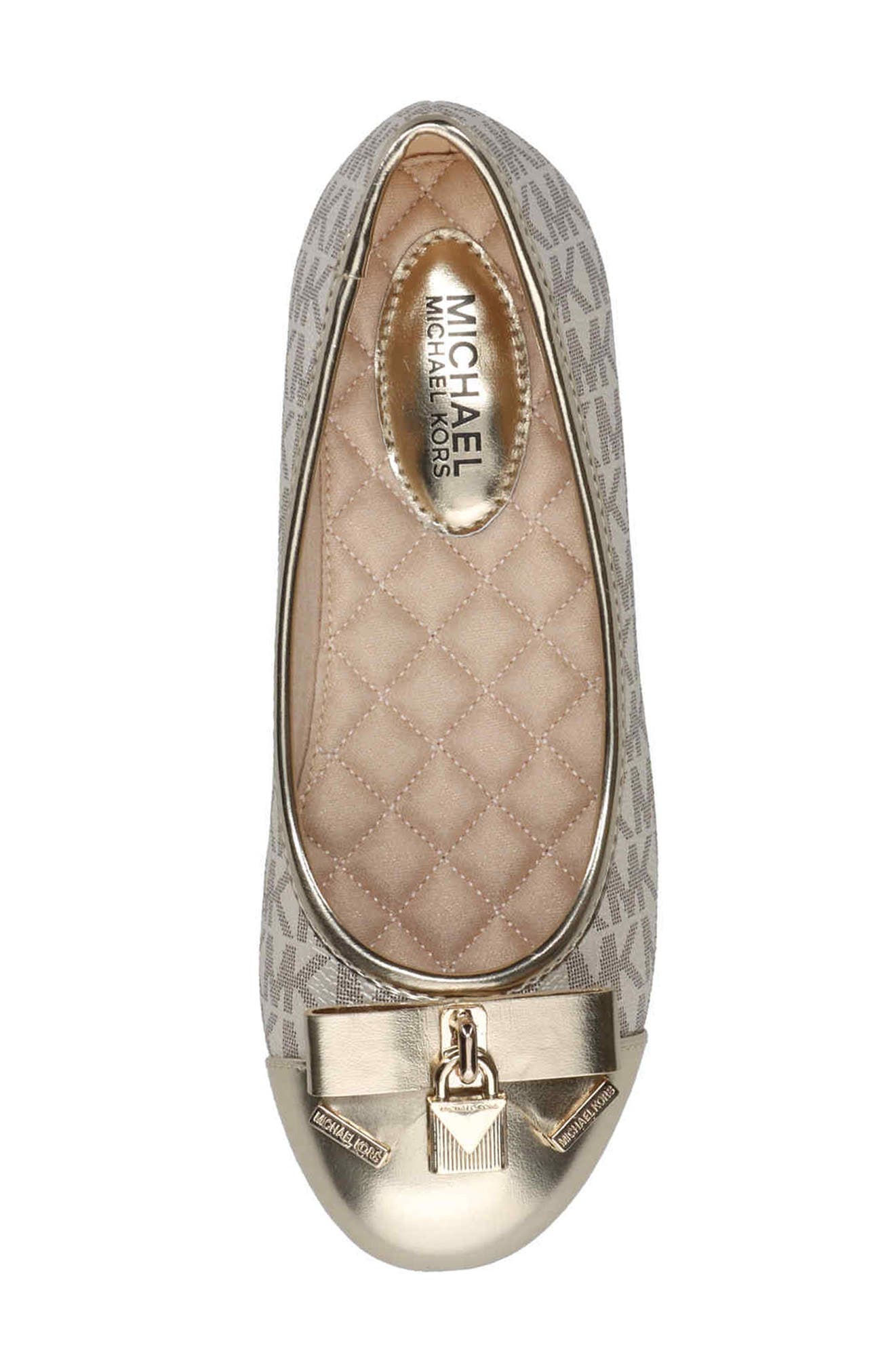 MICHAEL Michael Kors Kids' Kenya Lock Metallic Ballet Flat, Alternate, color, Pale Gold
