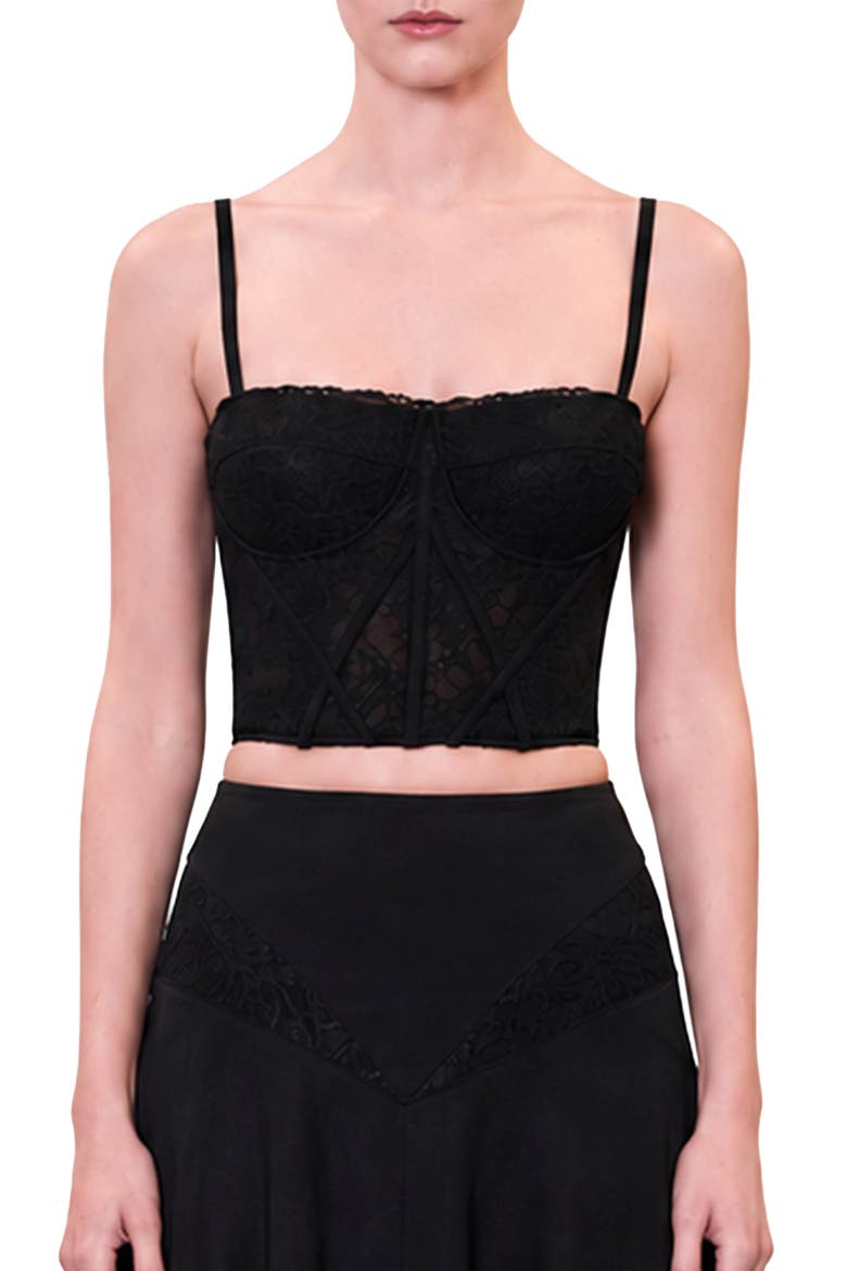 Daydreamers Structured Lace Corset, Alternate, color, BLACK