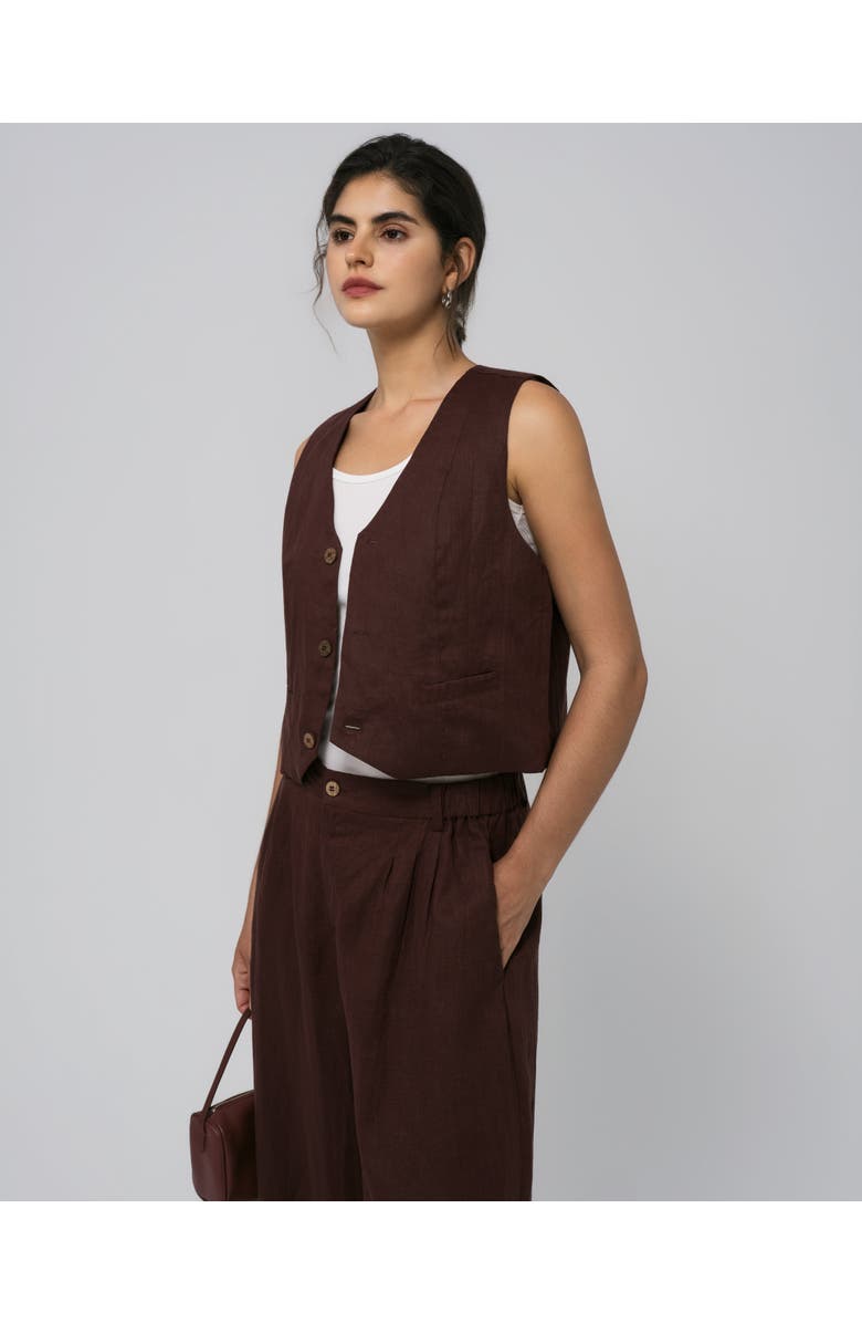 JUANA Hemp Tailored Vest, Alternate, color, Brown