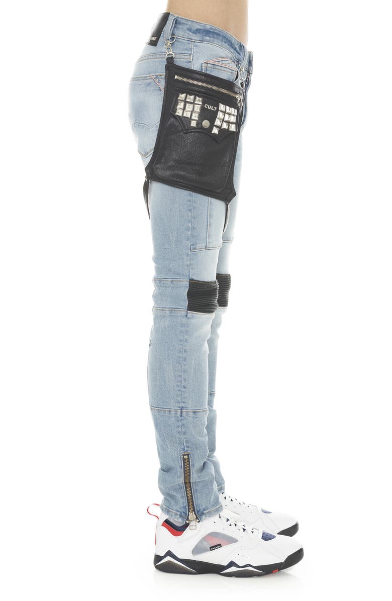 Cult of Individuality Punk Super Skinny Jeans with Studded Leg Harness, Alternate, color, Pollock