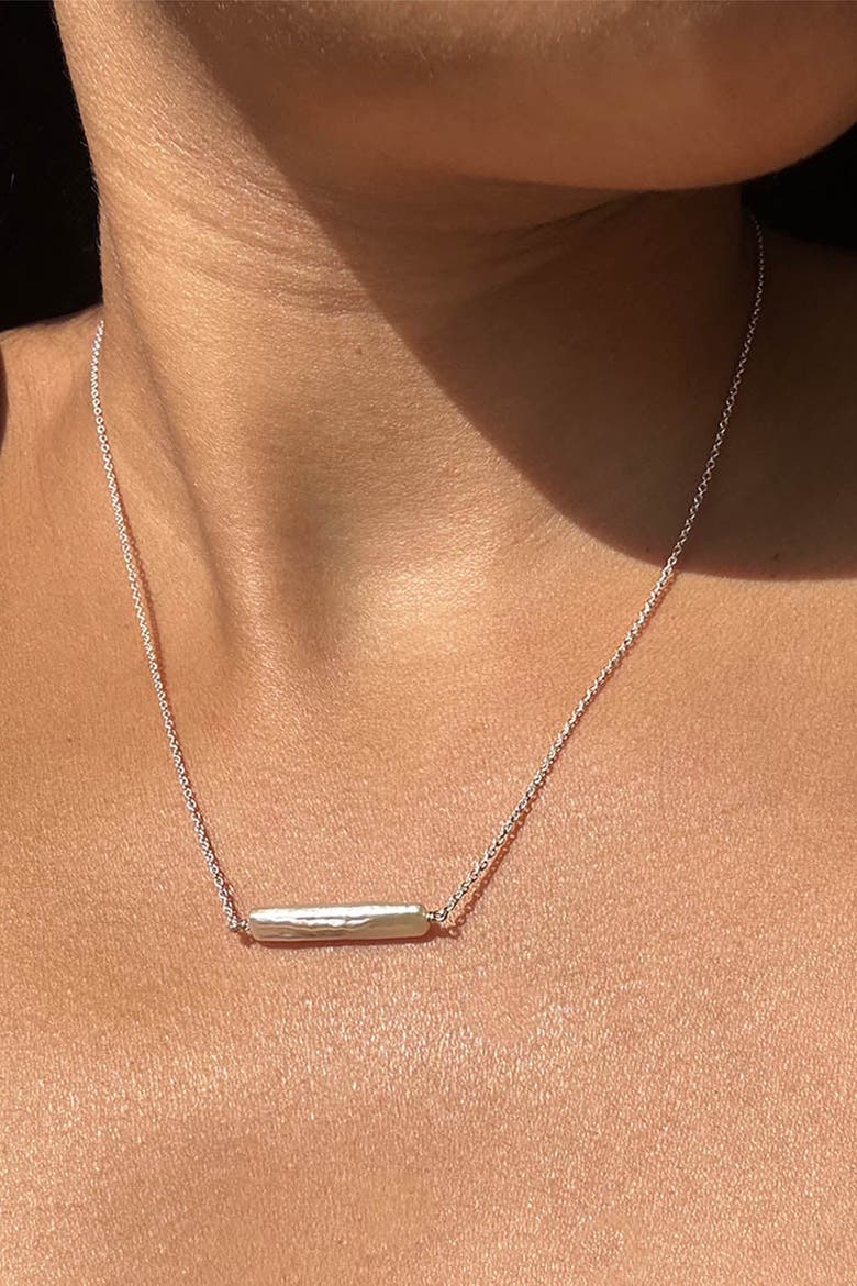 Maris Pearl Bar Necklace, Alternate, color, Silver