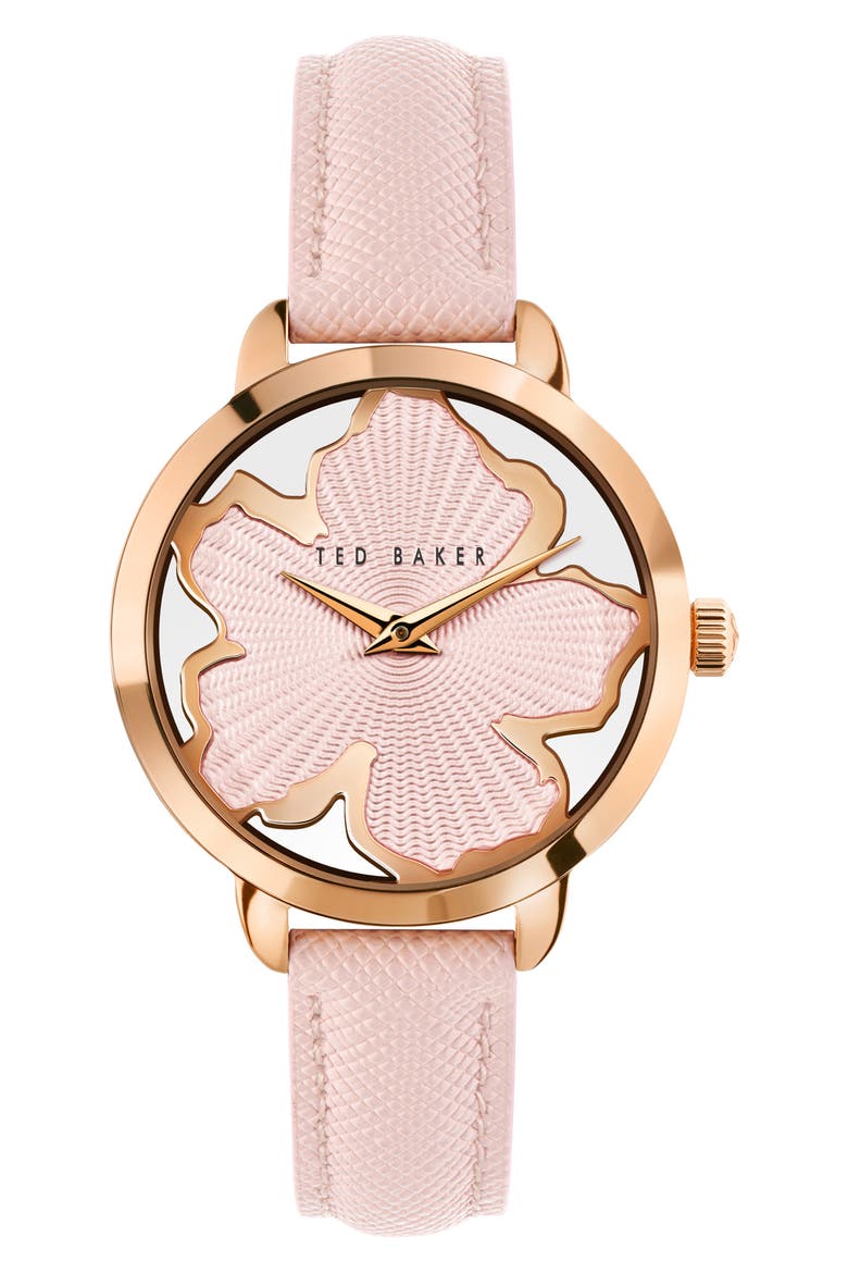 Lilabel Leather Strap Watch, 36mm, Main, color, ROSE GOLD/ PINK/ PINK