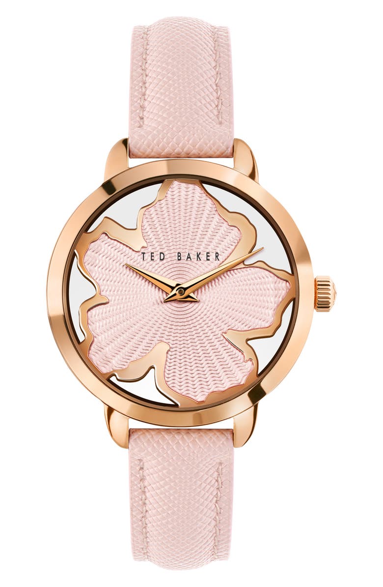Ted Baker London Lilabel Leather Strap Watch, 36mm, Main, color, Rose Gold/ Pink/ Pink