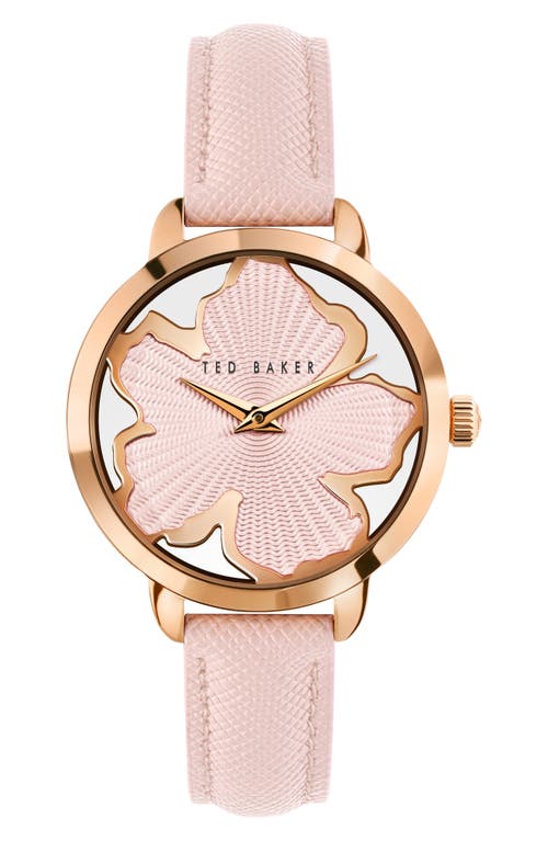 Ted Baker London Lilabel Leather Strap Watch, 36mm in Rose Gold/Pink/Pink at Nordstrom