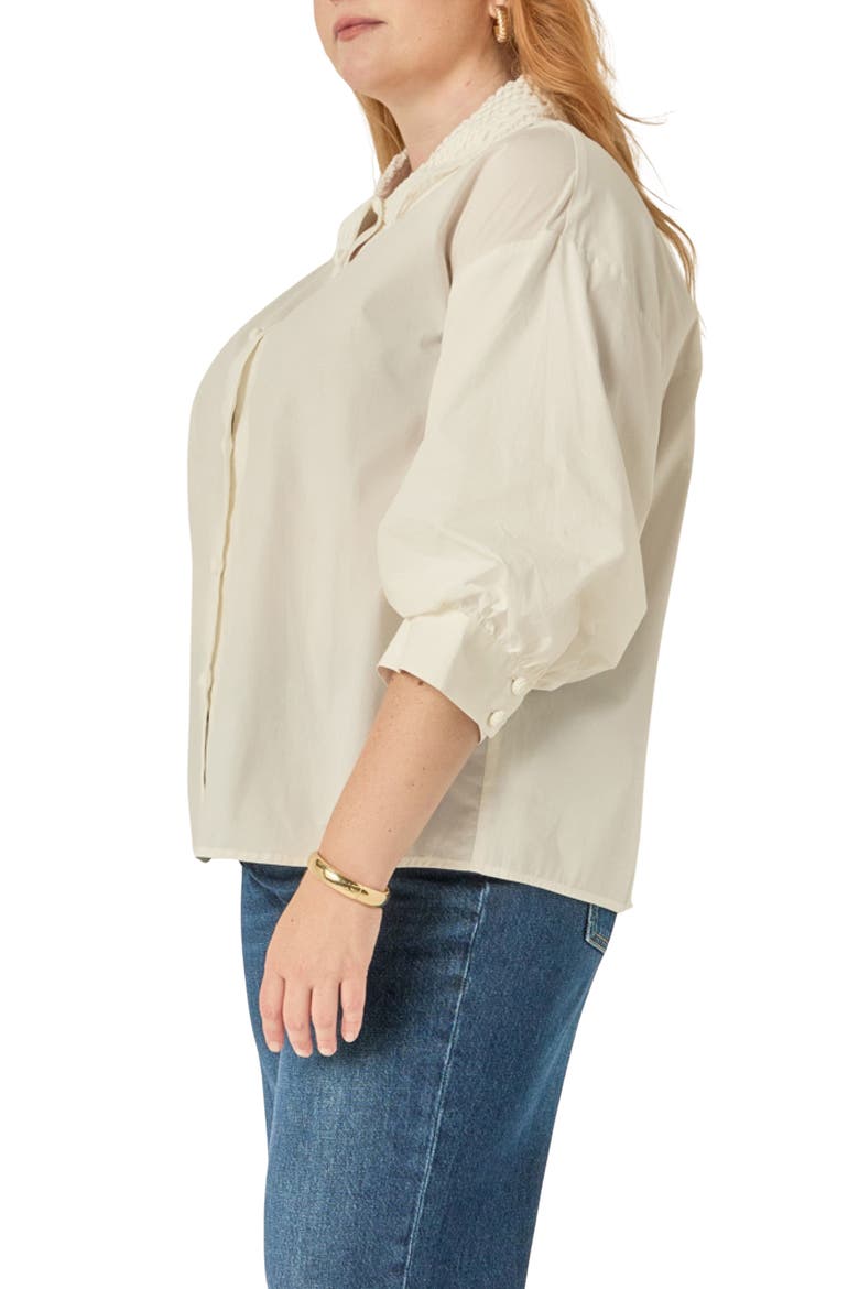 Lace Collar Balloon Sleeve Shirt, Alternate, color, WHITE