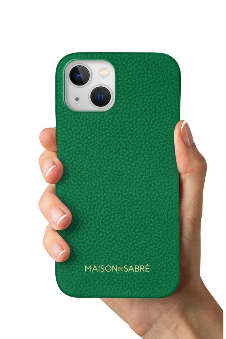 Leather Phone Case, Alternate, color, Emerald Green
