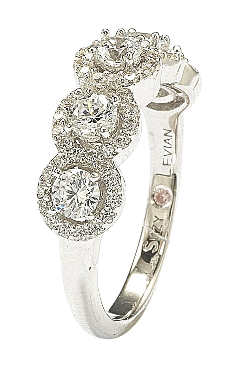 SUZY LEVIAN Sterling Silver Round Cubic Zirconia Halo Ring, Alternate, color, White