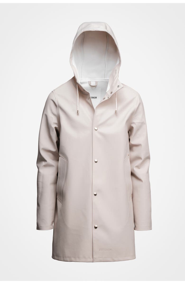 Stutterheim Stockholm Long Sleeve Hooded Raincoat, Alternate, color, Light Sand