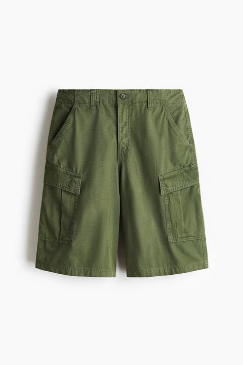 Loose Fit Cotton Cargo Shorts