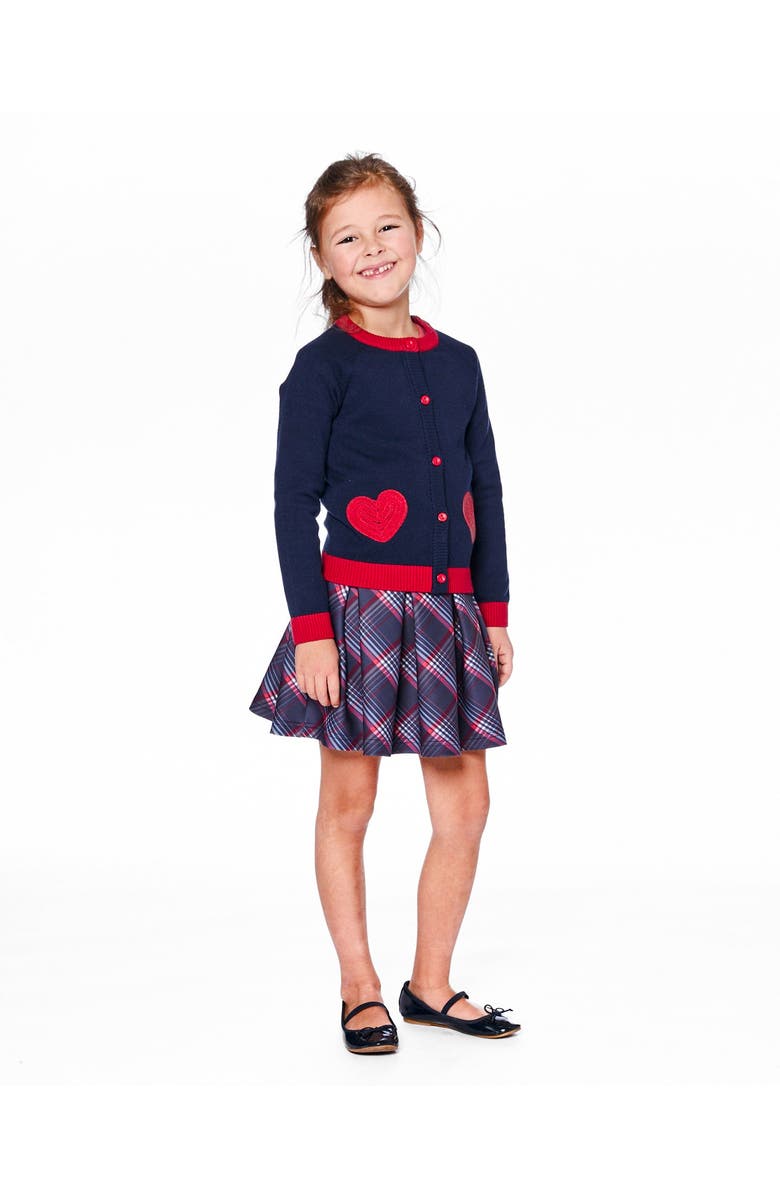 Deux par Deux Pleated Milano Skirt, Main, color, Red And Navy Plaid