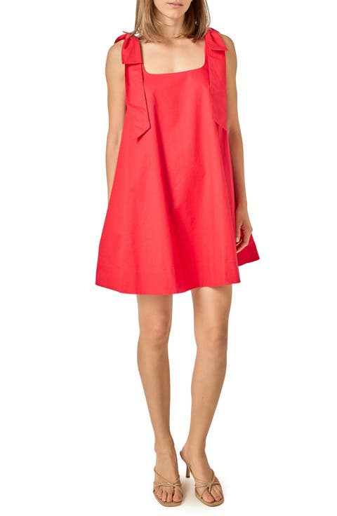 Bow Shoulder Sleeveless Cotton Minidress