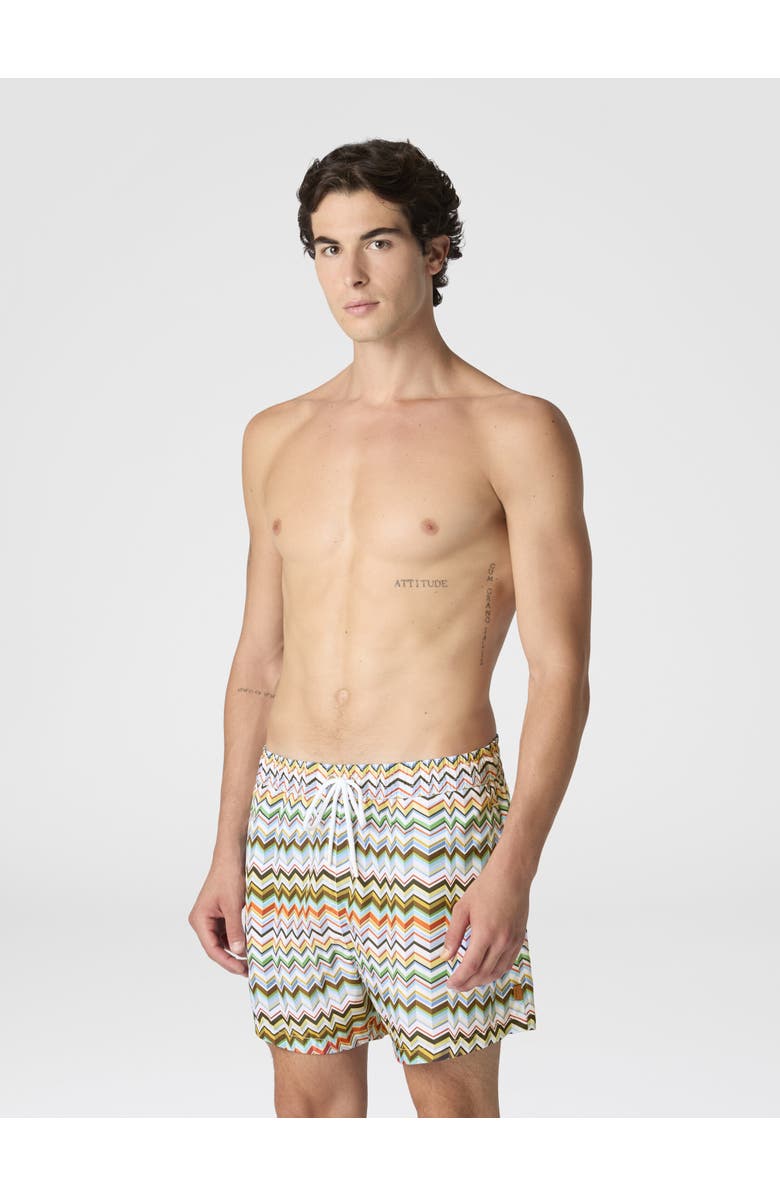 UM Mid-length Swim Shorts With Irregular Zigzag Print, Alternate, color, Multicoloured