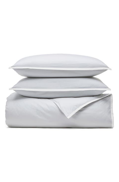 Framed Percale Duvet Cover & Shams Set