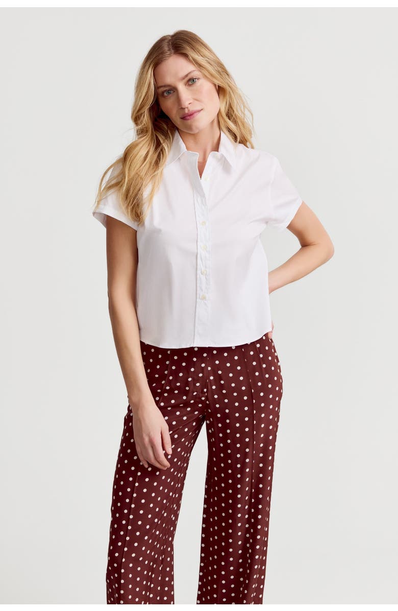 The Shirt by Rochelle Behrens The Boxy Cropped Short Sleeve Shirt, Alternate, color, White
