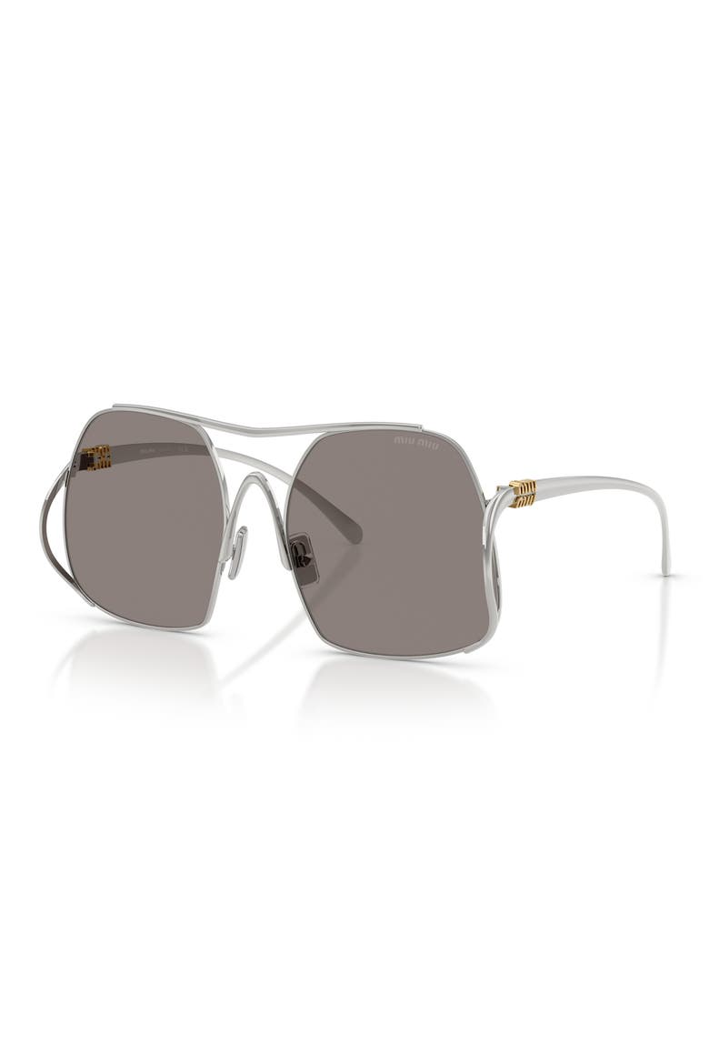 57mm Square Sunglasses, Alternate, color, SILVER / DARK GREY