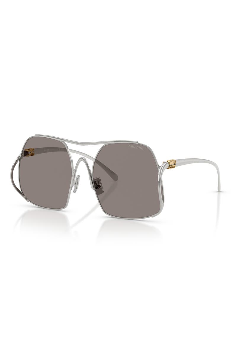 Miu Miu 57mm Square Sunglasses, Alternate, color, Silver / Dark Grey