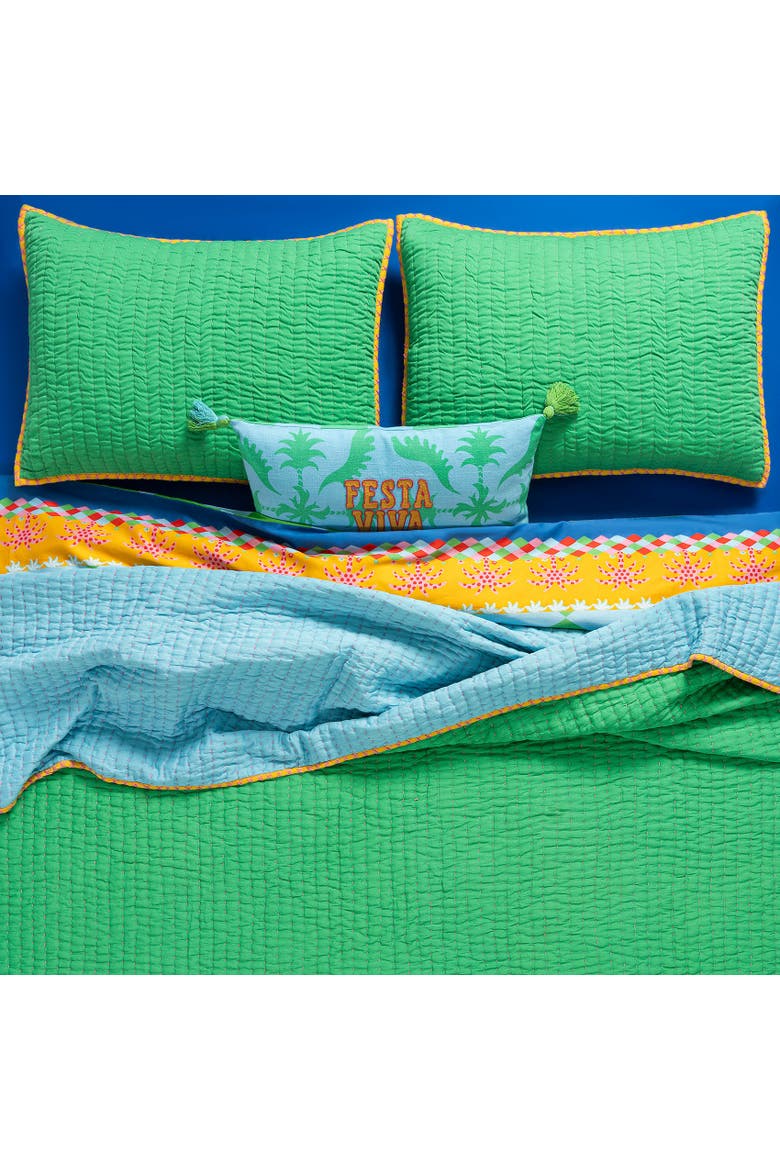 Okhla Handmade Quilted King Size Heritage Style, Main, color, Blue-Green
