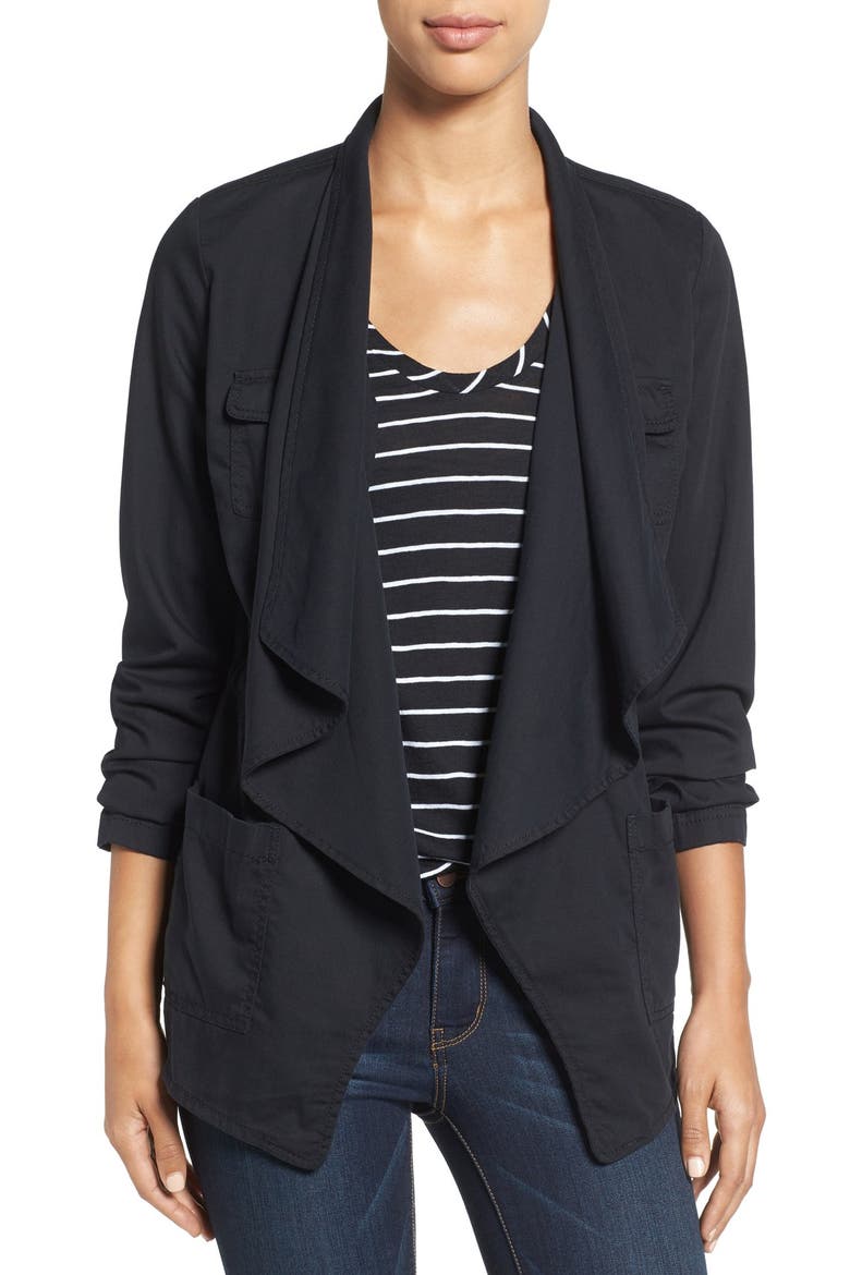 Draped Utility Jacket, Main, color, BLACK